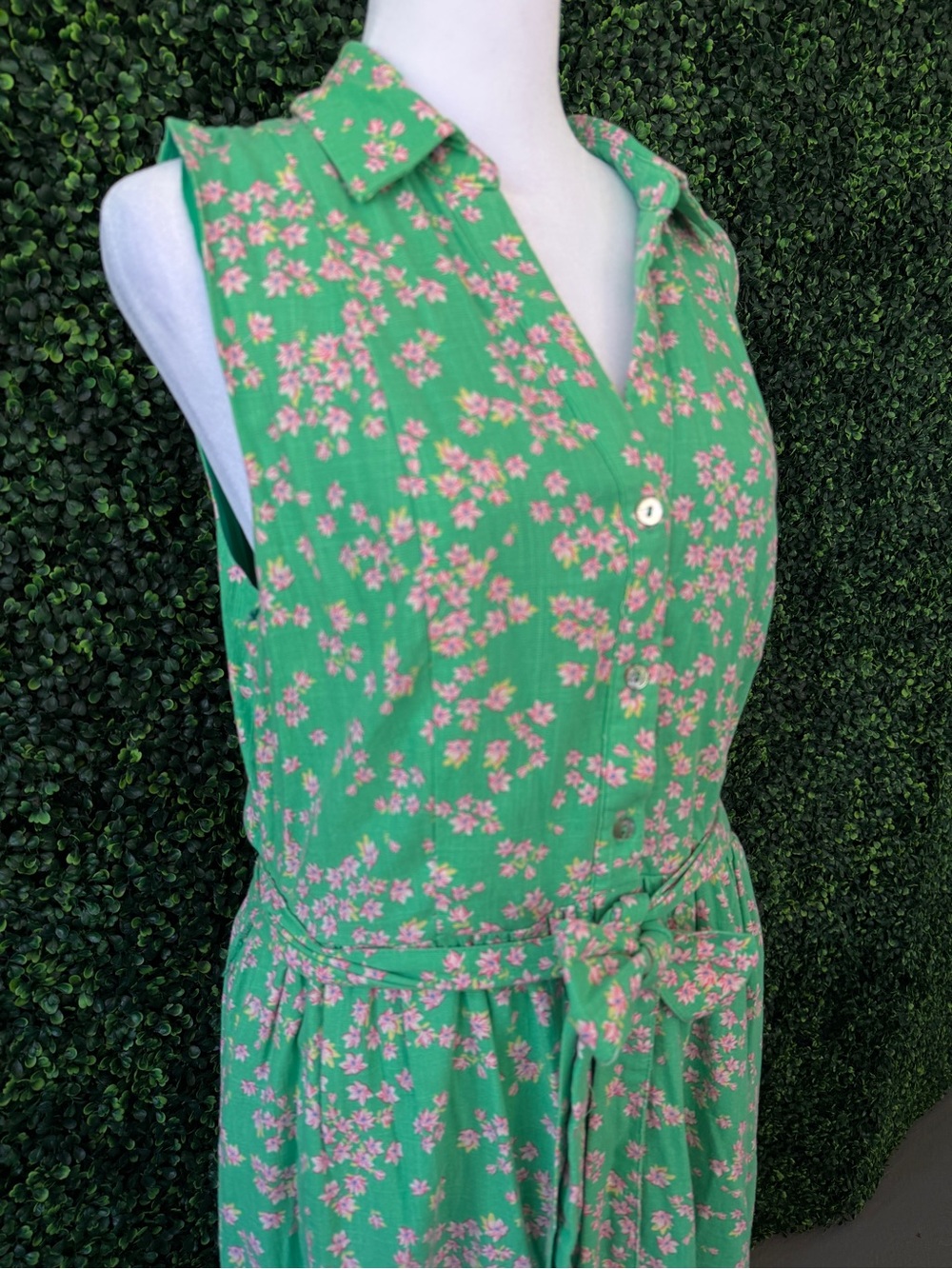 Draper James Green Dress with Pink Floral Trim - Picture 5 of 9